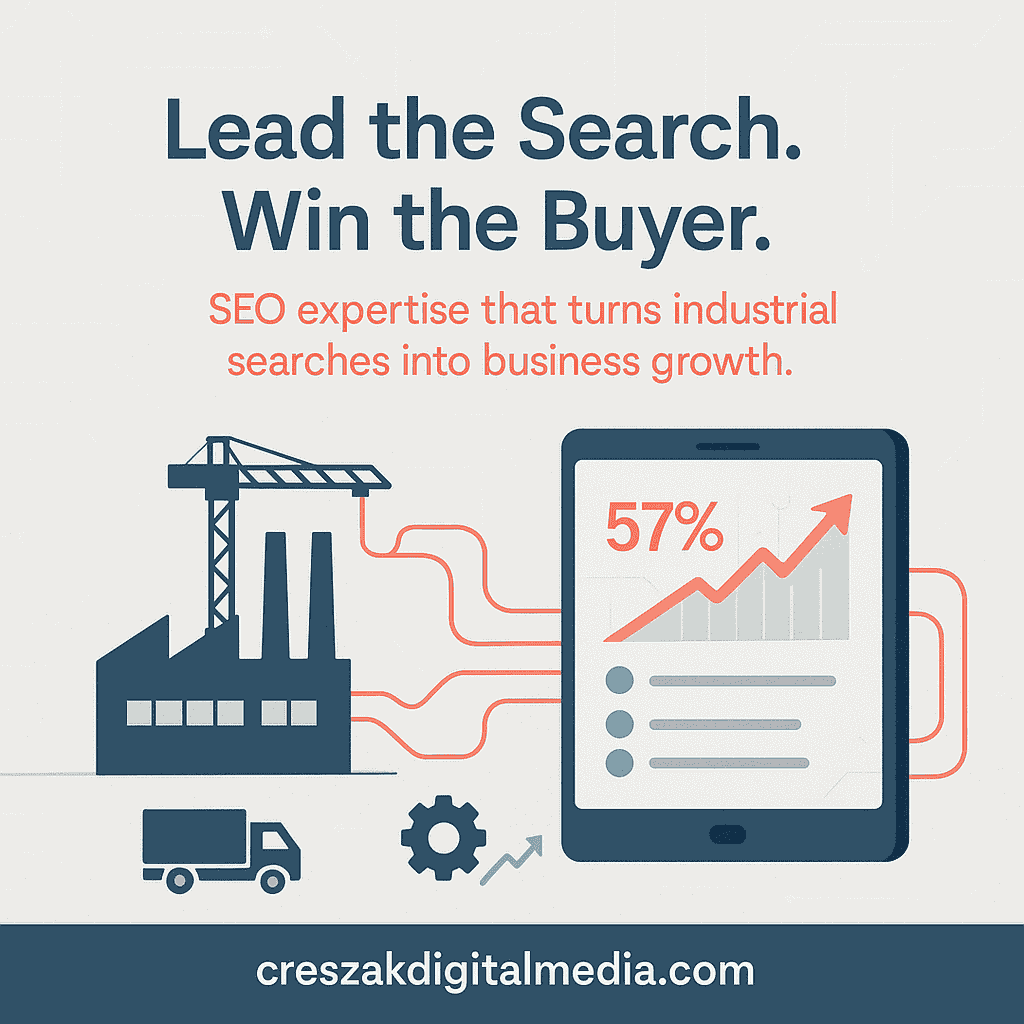 Building search dominance for B2B manufacturers using SEO services for business industry by CresZak Digital Media