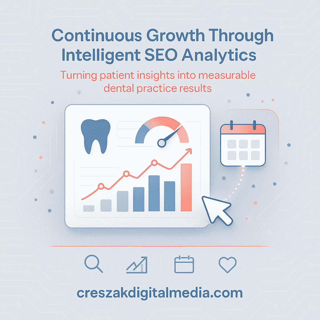 Continuous optimization through intelligent analytics and SEO services for dentists performance measurement online