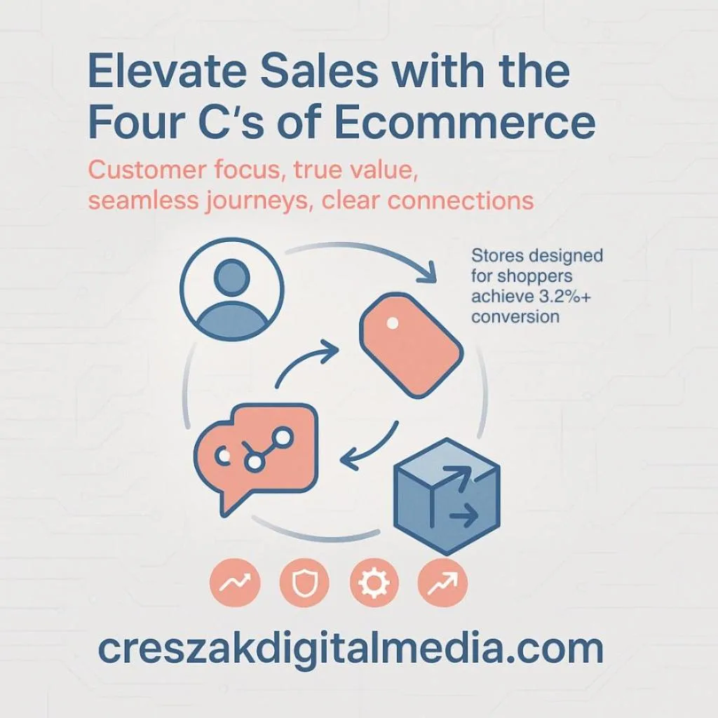 CresZak Digital Media Ecommerce Web Design Services guided by the four C's of e-commerce.