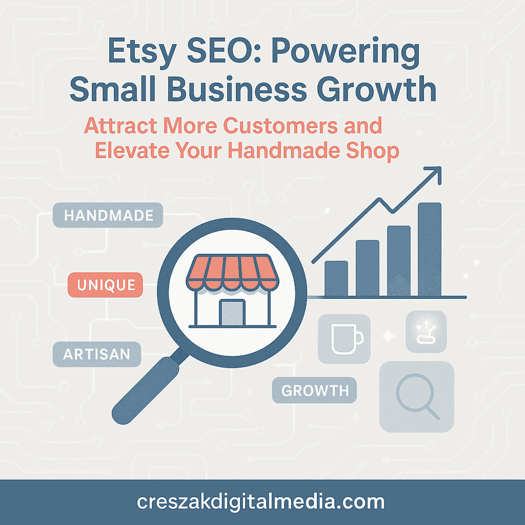CresZak Digital Media explaining Etsy SEO Services to support small business growth on Etsy