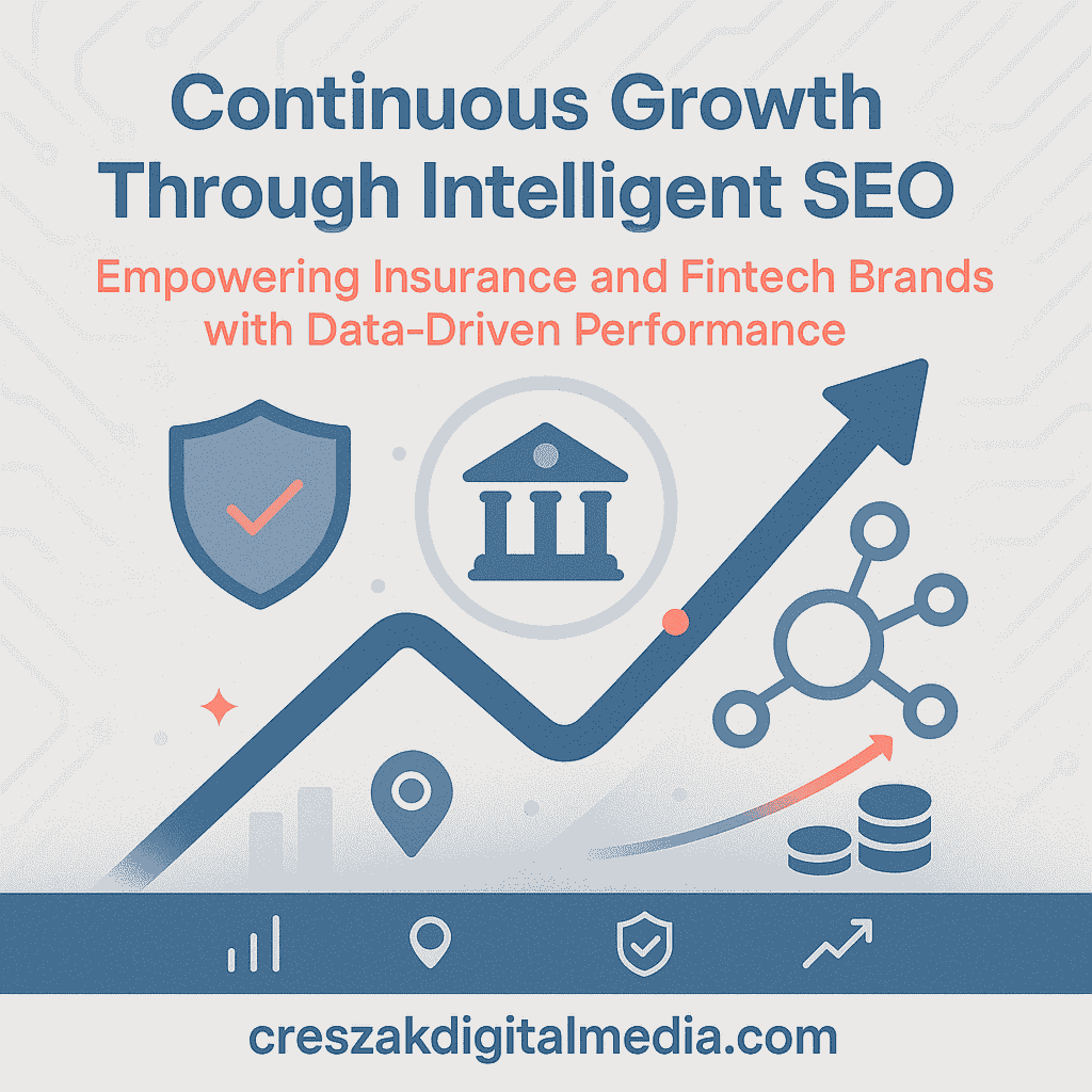 Continuous growth for insurance providers and fintech companies with SEO services for finance by CresZak Digital Media
