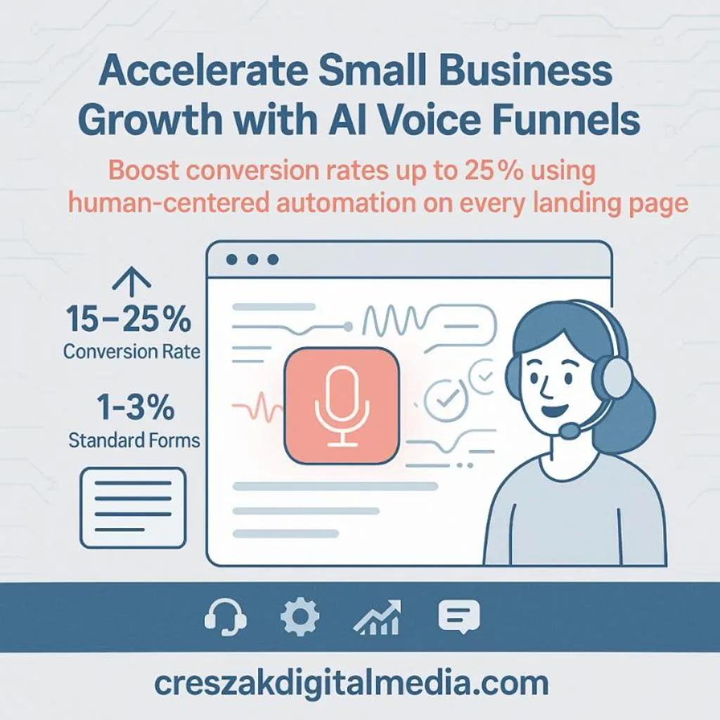 CresZak Digital Media Funnel Marketing Services using AI voice agents for higher landing page conversions.