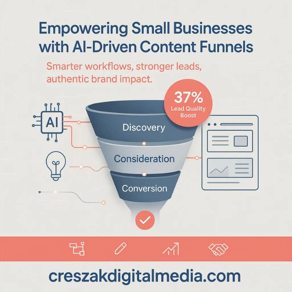 CresZak Digital Media Funnel Marketing Services integrating AI workflows for content funnel optimization.