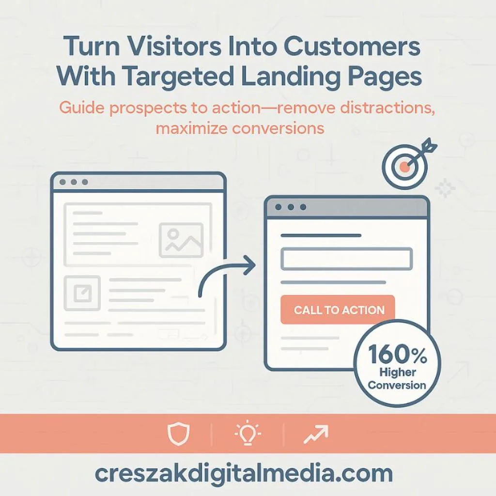 CresZak Digital Media clarifying the difference between website pages and focused Landing Page Design Services