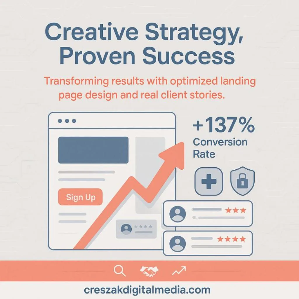 Creative strategy success by CresZak Digital Media Landing Page Design Services