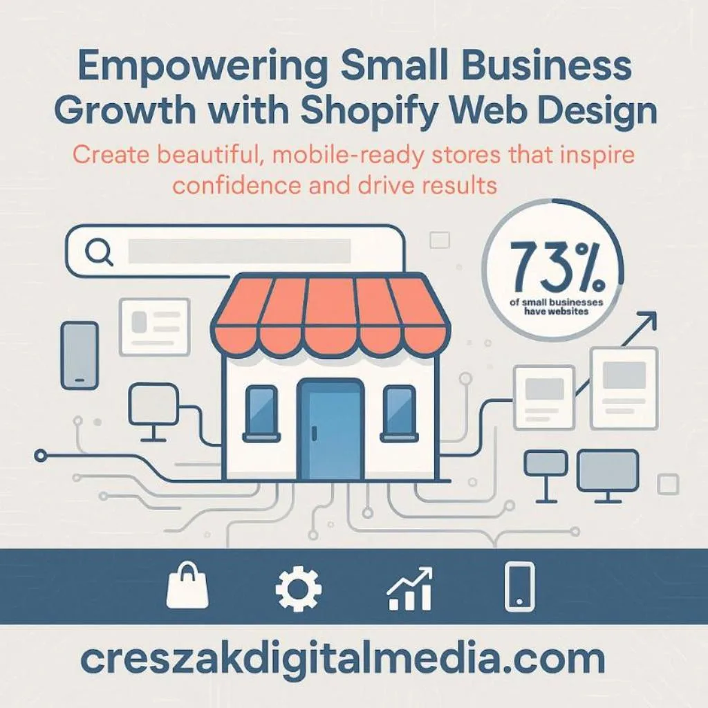 CresZak Digital Media explaining Shopify Web Design Services for small business growth