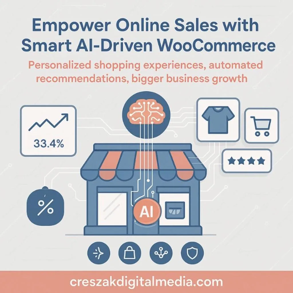 How small businesses integrate AI using WooCommerce Web Design Services by CresZak Digital Media