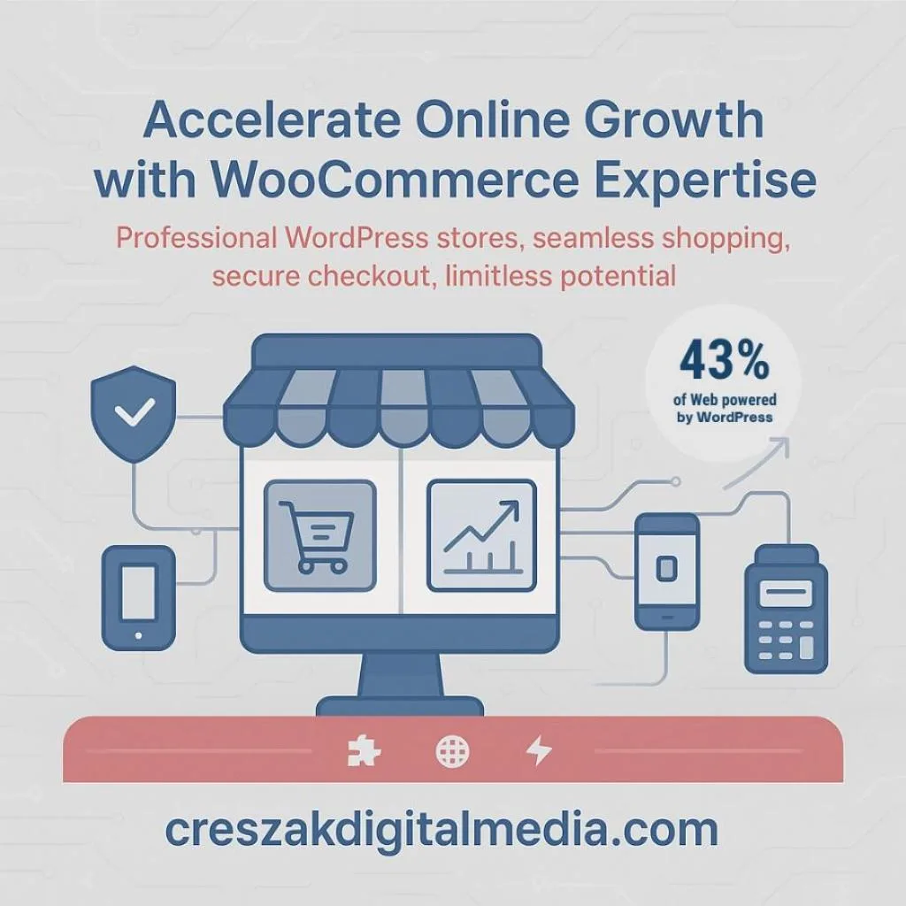 CresZak Digital Media explaining WooCommerce Web Design Services for online business success