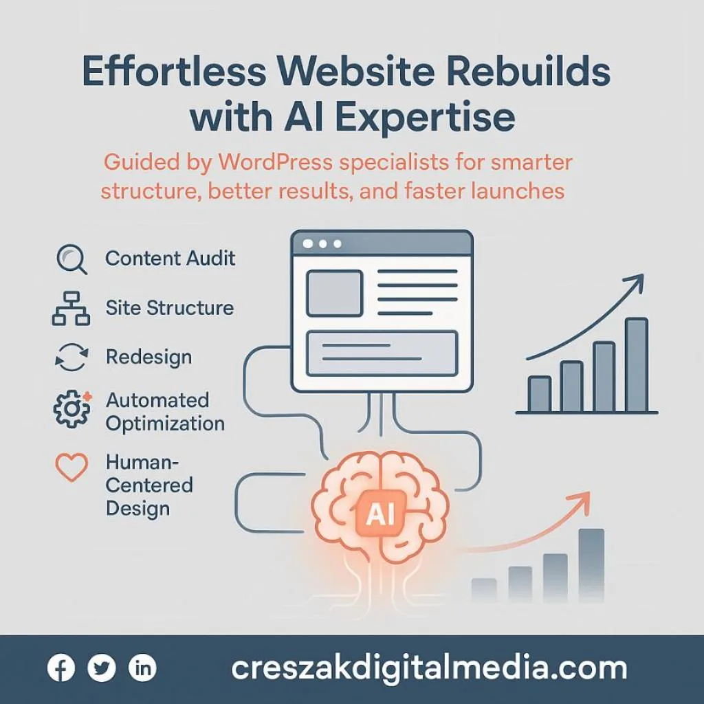 Step-by-step AI-assisted website rebuild process for WordPress web design companies
